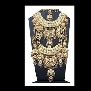 Zircon Indian Bridal Wedding Designer Gold Plated Complete Necklace Jewelry